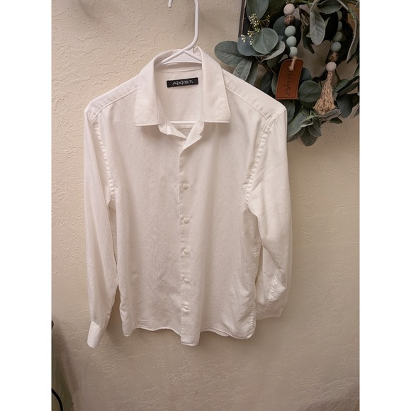 Axist Other - Axist Mens Small White Long Sleeve Button Down Shirt Textured Stripe